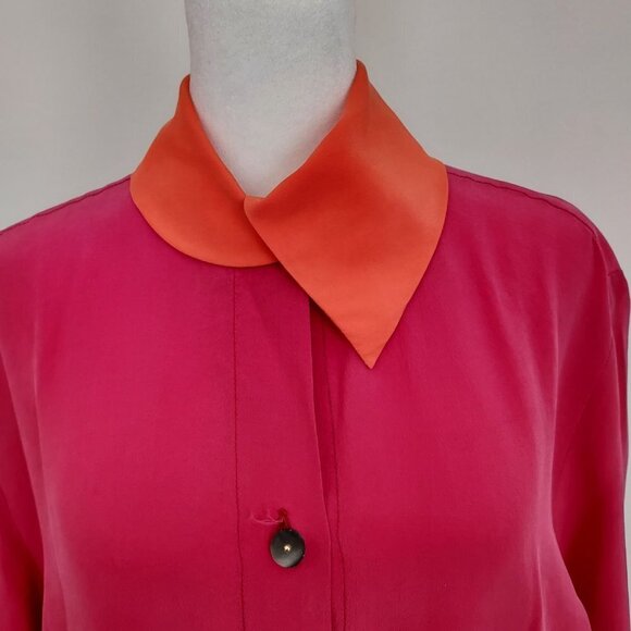 Laurel By Escada 100% Silk Long Sleeve Button Down Blouse - Picture 10 of 11